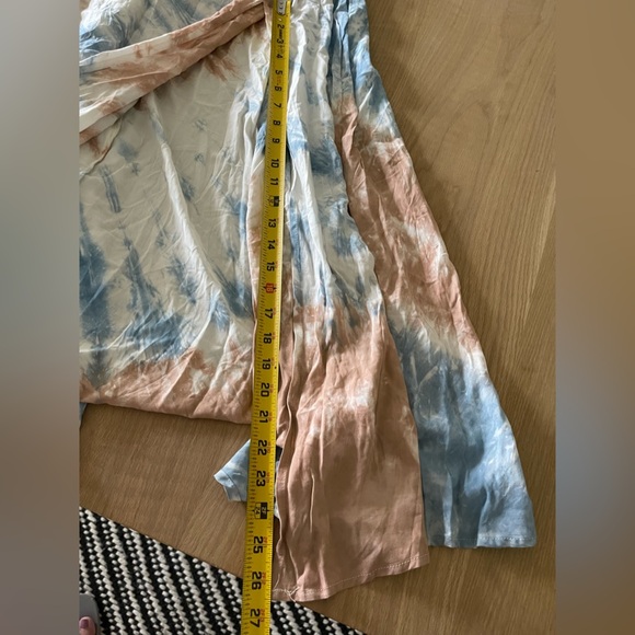 Aakaa|Strapless Blush Pink & Blue Tie Dye Maxi Dress with Deep Slit, Size M••• - Picture 13 of 16